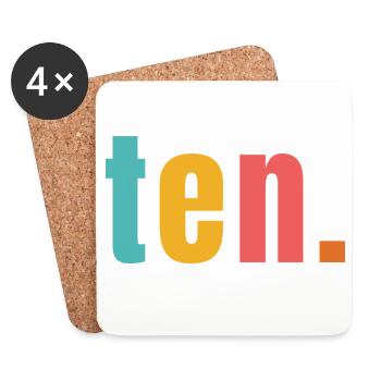 Ten Zehn Jahre 10. Geburtstag Text Schrift Bunt - Untersetzer (4er-Set) - Weiß - Vorne