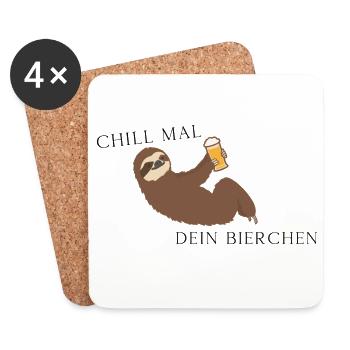 "Chill your beer – Funny Sloth Beer - Coasters (set of 4) - white - Front