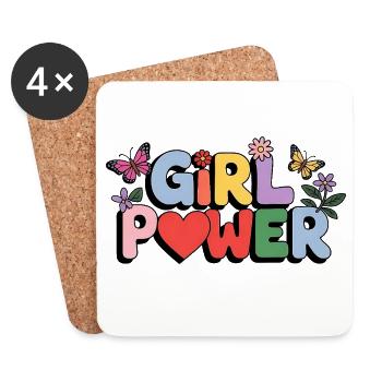 Girl Power Bloom Letters - Coasters (set of 4) - white - Front
