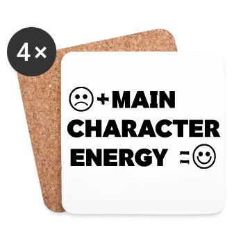 Main_Character_Energy_Positive_ _smile - Coasters (set of 4) - white - Front