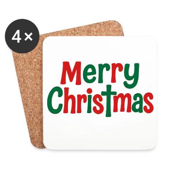 Joyeux Noël Art de texte ludique - Dessous de verre (lot de 4) - blanc - Devant