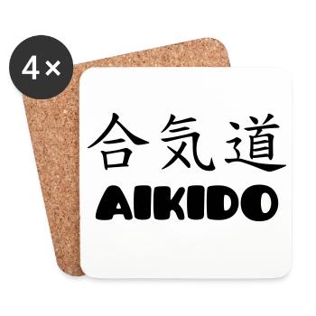 Aïkido - Art Martial - Aïkidoka - Dessous de verre (lot de 4) - blanc - Devant