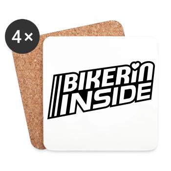 Bikerin à l’intérieur des lettres (les couleurs peuvent être modifiées) - Dessous de verre (lot de 4) - blanc - Devant