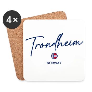 Trondheim - Pavillon norvégien - Norge - Norvège - Dessous de verre (lot de 4) - blanc - Devant