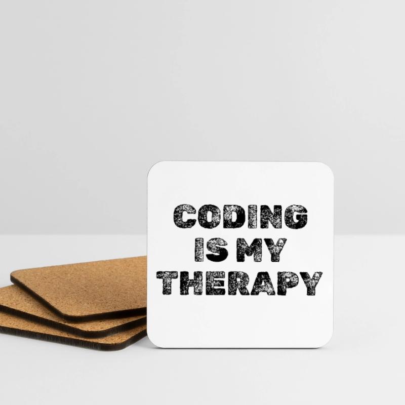 Coding Is My Therapy Developer Saying Coasters (set of 4)