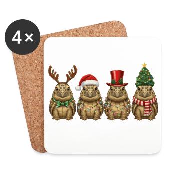 Lumière de Noël tortue grecque - Dessous de verre (lot de 4) - blanc - Devant