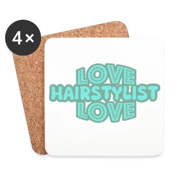 Cadeau pour coiffeur - Dessous de verre (lot de 4) - blanc - Devant