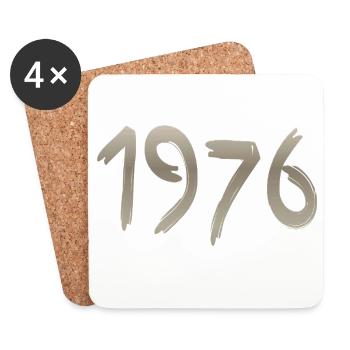 Year 1976 with a handmade stroke - Coasters (set of 4) - white - Front