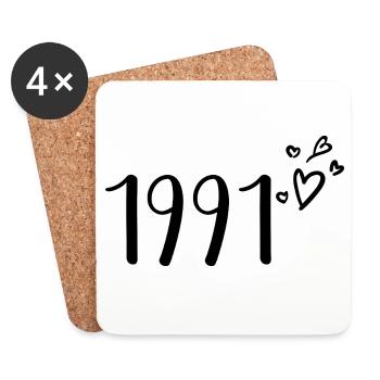 1991 - Dessous de verre (lot de 4) - blanc - Devant