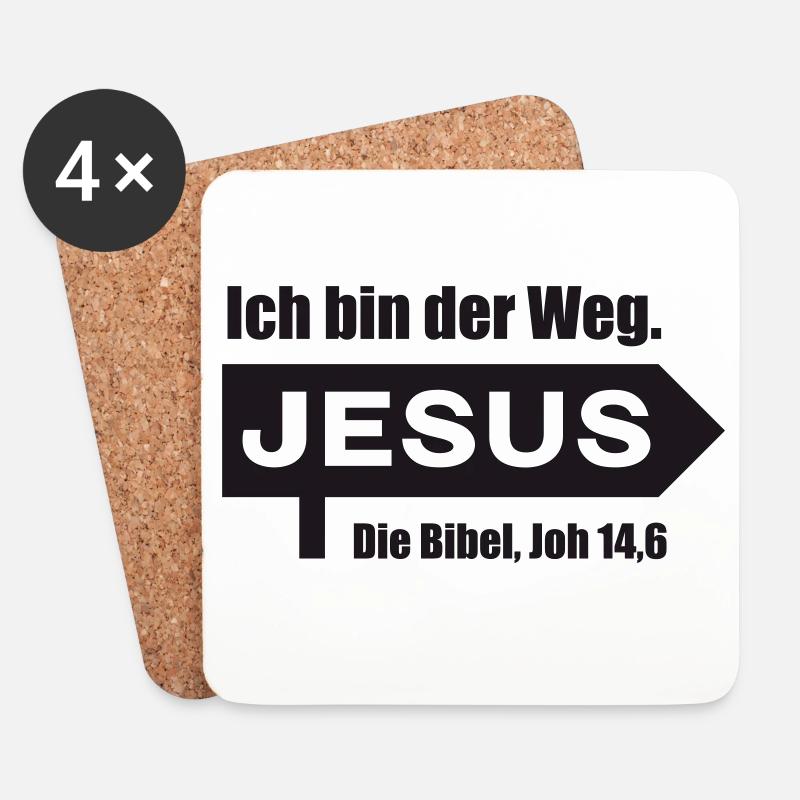 Jesus_Ich-bin-der-Weg - Untersetzer (4er-Set) - Weiß