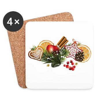 Biscuits de Noël - Dessous de verre (lot de 4) - blanc - Devant