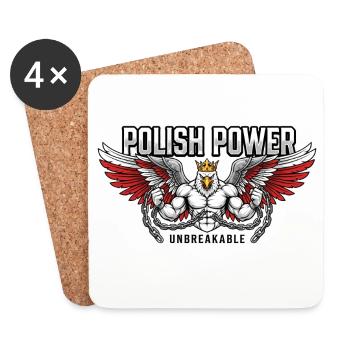Polnische Kraft – Husaria Gym Beast - Untersetzer (4er-Set) - Weiß - Vorne