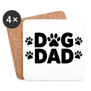 Dog Dad Paw Print Bold - Coasters (set of 4) - white - Front