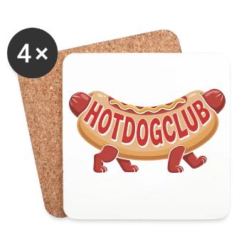 Club de hot-dogs - Un design de restauration rapide cool - Dessous de verre (lot de 4) - blanc - Devant