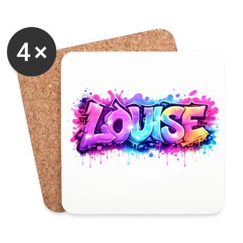 Graffiti  LOUISE Prénom cadeau idéal imprimable su - Dessous de verre (lot de 4) - blanc - Devant