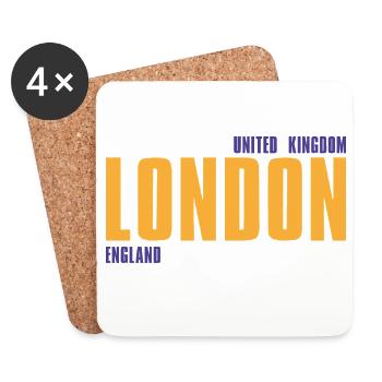 Londres en texte doré avec accents bleus - Dessous de verre (lot de 4) - blanc - Devant