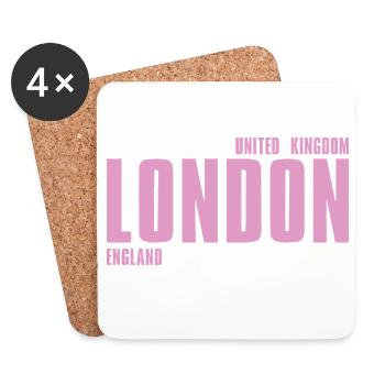 London Pink Bold Typografie - Untersetzer (4er-Set) - Weiß - Vorne
