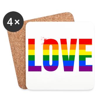 LOVE Rainbow Statement – Bold Equality Message - Untersetzer (4er-Set) - Weiß - Vorne