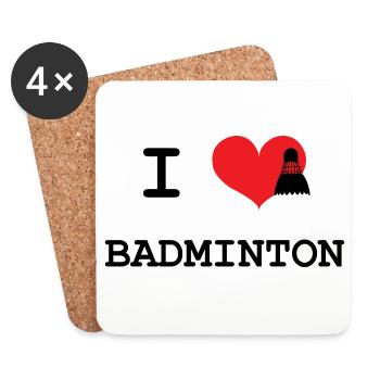 Ich liebe Badminton - Untersetzer (4er-Set) - Weiß - Vorne