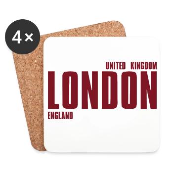 London Typography in Dark Red - Coasters (set of 4) - white - Front