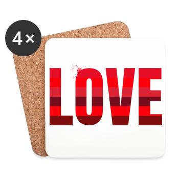 Love in Rot Streifen-Design - Untersetzer (4er-Set) - Weiß - Vorne