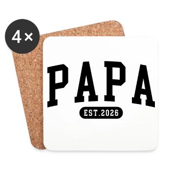 Papa Créé en 2026 Nouveau Papa Maman Grossesse Père 26 ans - Dessous de verre (lot de 4) - blanc - Devant