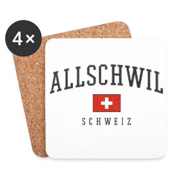 Logo Allschwil drapeau suisse - Dessous de verre (lot de 4) - blanc - Devant