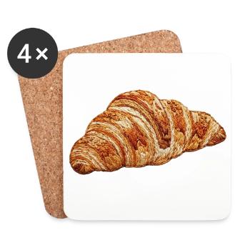 Croissant brodé (imprimé) - Dessous de verre (lot de 4) - blanc - Devant