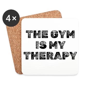 Gym Is My Therapy – Hardcore Fitness Motivation - Coasters (set of 4) - white - Front