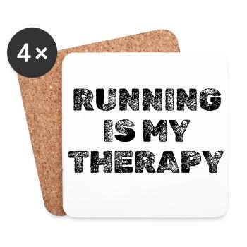 Running Is My Therapy – Jogging & Running Motivation - Coasters (set of 4) - white - Front