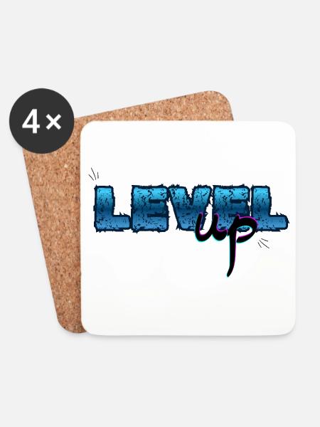 Level Up, Birthday - Coasters (set of 4) - white