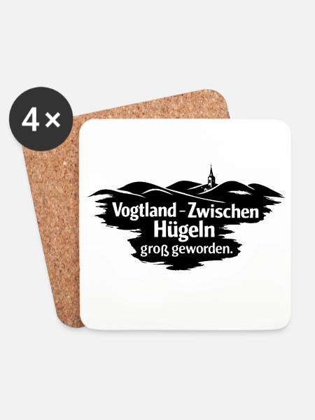 Vogtland - zwischen Huegeln - Untersetzer (4er-Set) - Weiß