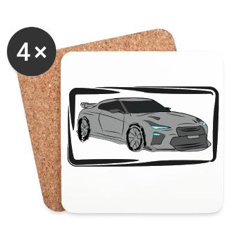 Sportwagen Silhouette Neonakzente - Untersetzer (4er-Set) - Weiß - Vorne
