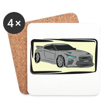 Sportwagen Neon Silhouette - Untersetzer (4er-Set) - Weiß - Vorne