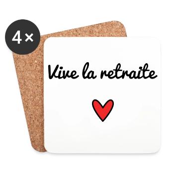 VIVE LA RETRAITE. RETRAITEE. COEUR. BONNE RETRAITE - Dessous de verre (lot de 4) - blanc - Devant