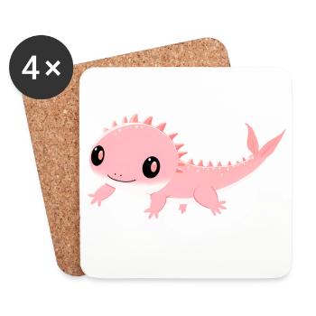Axolotl préféré des dinosaures rose pâle - Dessous de verre (lot de 4) - blanc - Devant