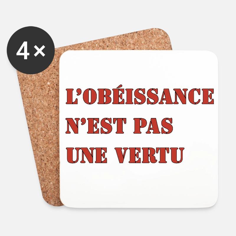 OBEDIENCE IS NOT A VIRTUE - Coasters (set of 4) - white
