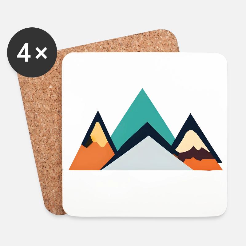 Minimalistisches Berg-Emblem | Mountains - Untersetzer (4er-Set) - Weiß