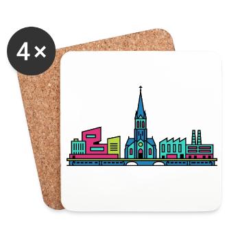 Skyline der Stadt Tilburg Kunst der St.-Joseph-Kirche - Untersetzer (4er-Set) - Weiß - Vorne