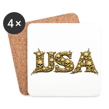 Logo gothique USA Skull Vine - Dessous de verre (lot de 4) - blanc - Devant