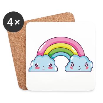 Pastell Regenbogenwolken Charm - Untersetzer (4er-Set) - Weiß - Vorne