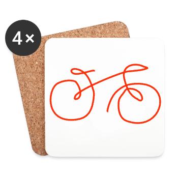 Vélo dessiné à la main - Dessous de verre (lot de 4) - blanc - Devant