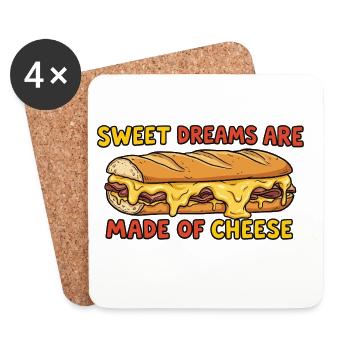 Funny Cheese Sandwich Saying Design - Coasters (set of 4) - white - Front
