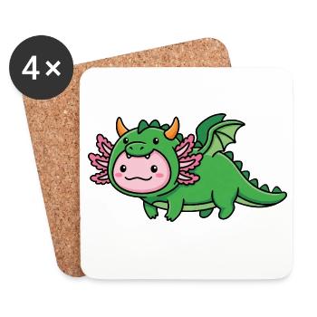 Cute Axolotl Dragon Carnival Carnival Brazil - Coasters (set of 4) - white - Front