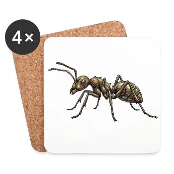 Ant Brown Isolated Realistic Graphic Motif - Coasters (set of 4) - white - Front