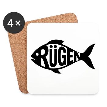 Rügen Fisch Silhouette - Untersetzer (4er-Set) - Weiß - Vorne