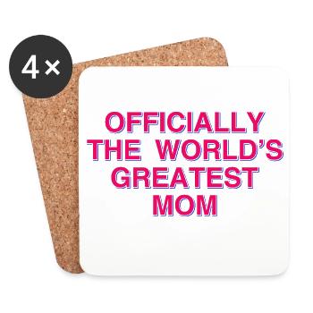 Officiellement le plus grand cadeau de maman du monde - Dessous de verre (lot de 4) - blanc - Devant