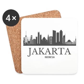 Jakarta Indonesia, Jakarta skyline - Coasters (set of 4) - white - Front