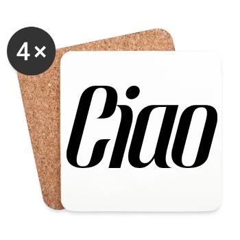 Ciao Italy Saying – Minimal Typography Design - Coasters (set of 4) - white - Front