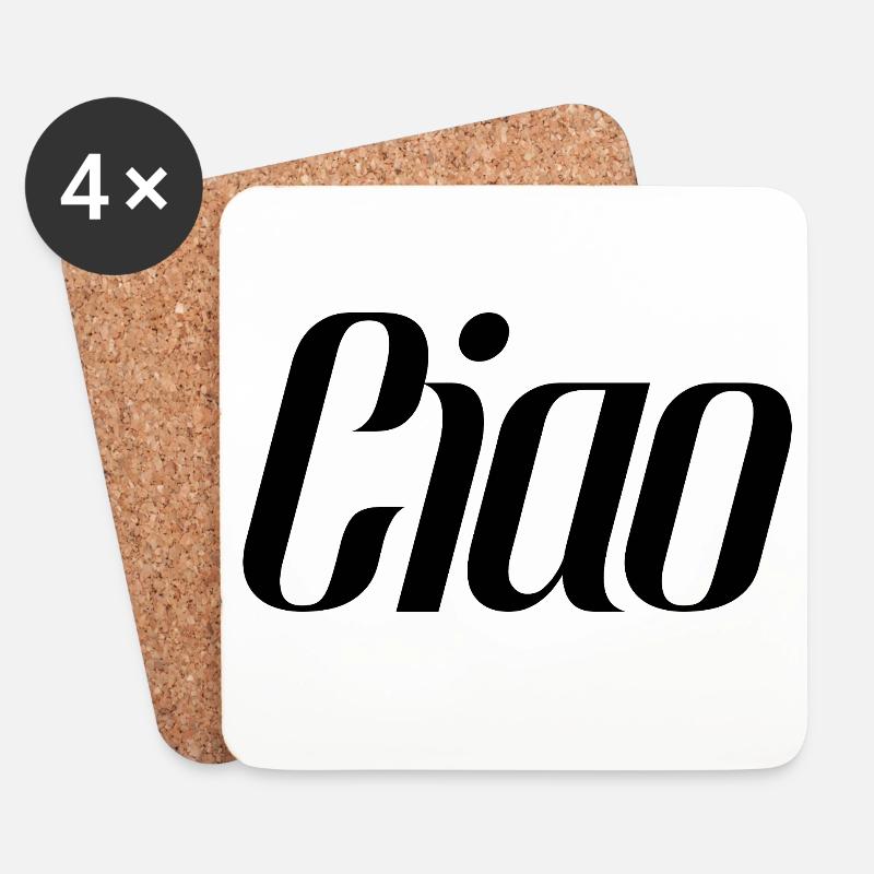 Ciao Italien Spruch – Minimal Typografie Design - Untersetzer (4er-Set) - Weiß